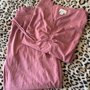 Planet Koi Scrub Set Womens Size XXL Top XL Pants Rose Pink